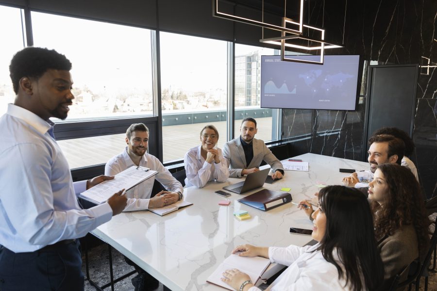 People taking part business event copy