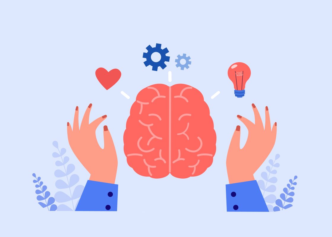 Work of person with rational and feeling side of brain copy