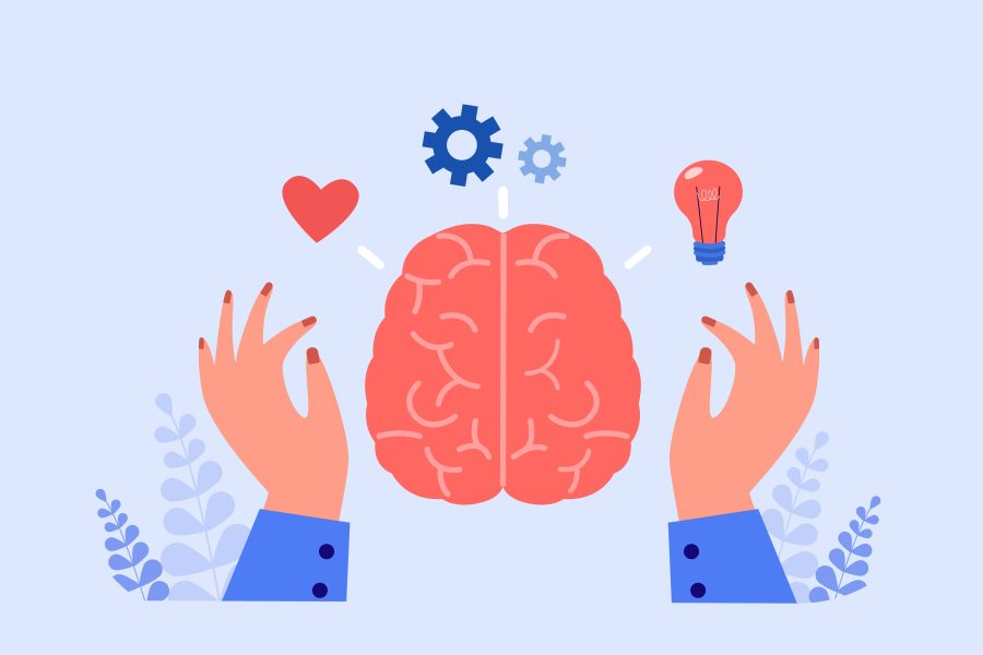 Work of person with rational and feeling side of brain copy