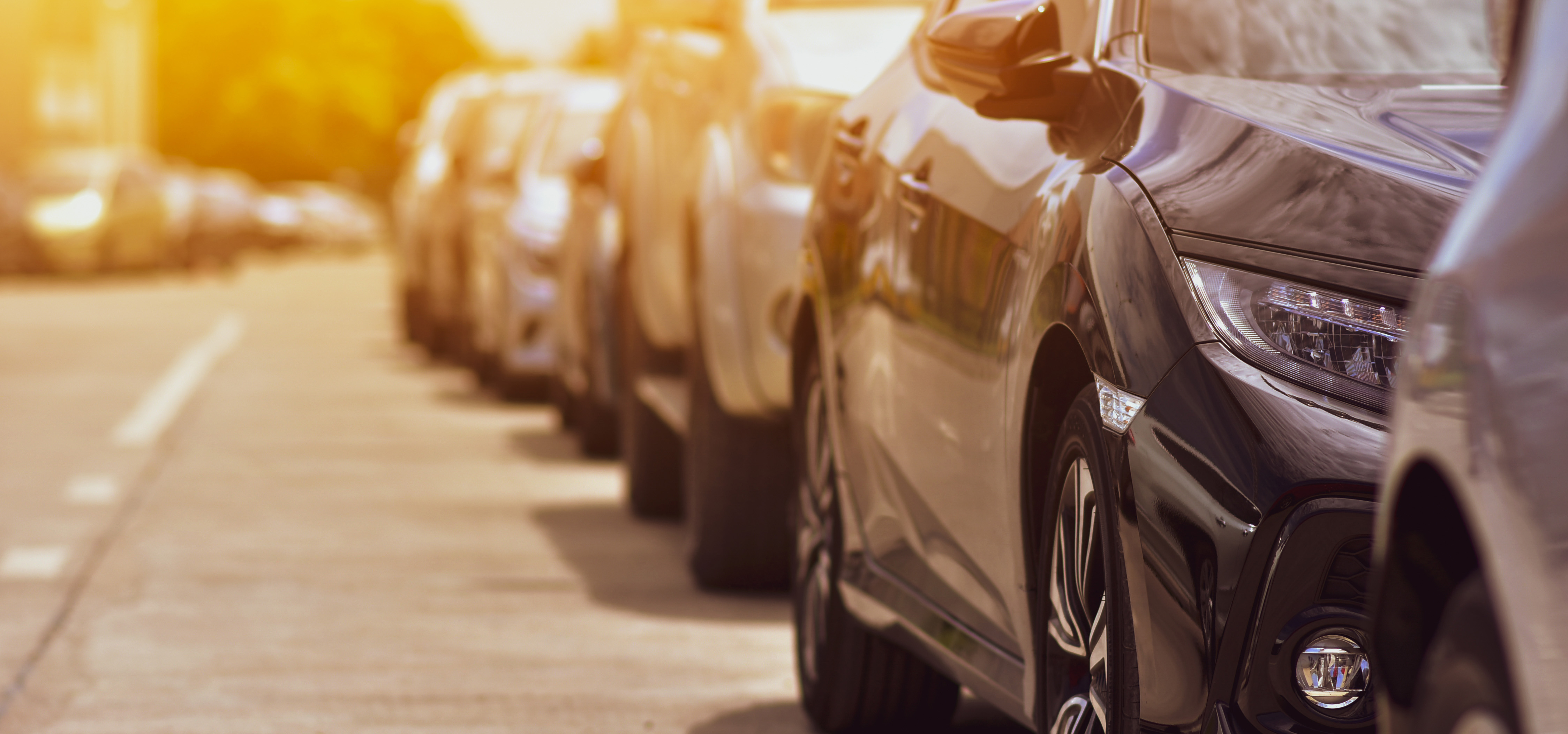 Close up cars parked parking lot copy